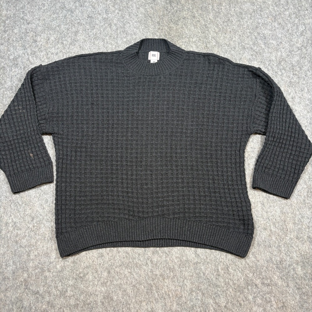 BDG Pullover Sweater Women's Size Medium Charcoal Gray Waffle Knit‎ Mock Neck